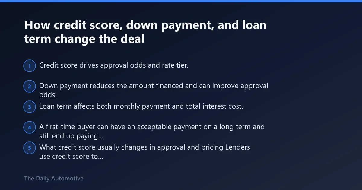 Steps: How credit score, down payment, and loan term change the deal