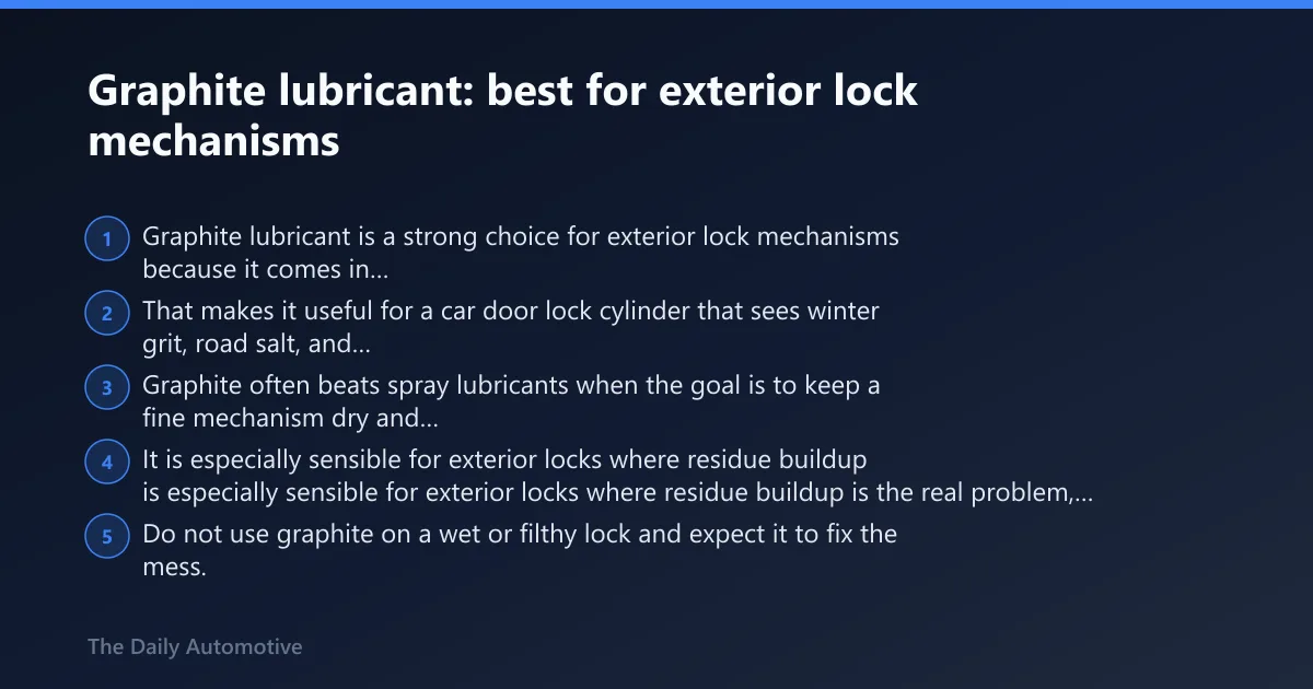 Steps: Graphite lubricant: best for exterior lock mechanisms