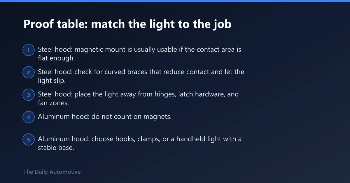 Steps: Proof table: match the light to the job