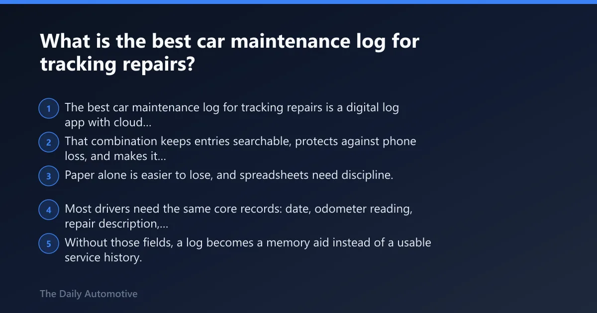 Steps: What is the best car maintenance log for tracking repairs?