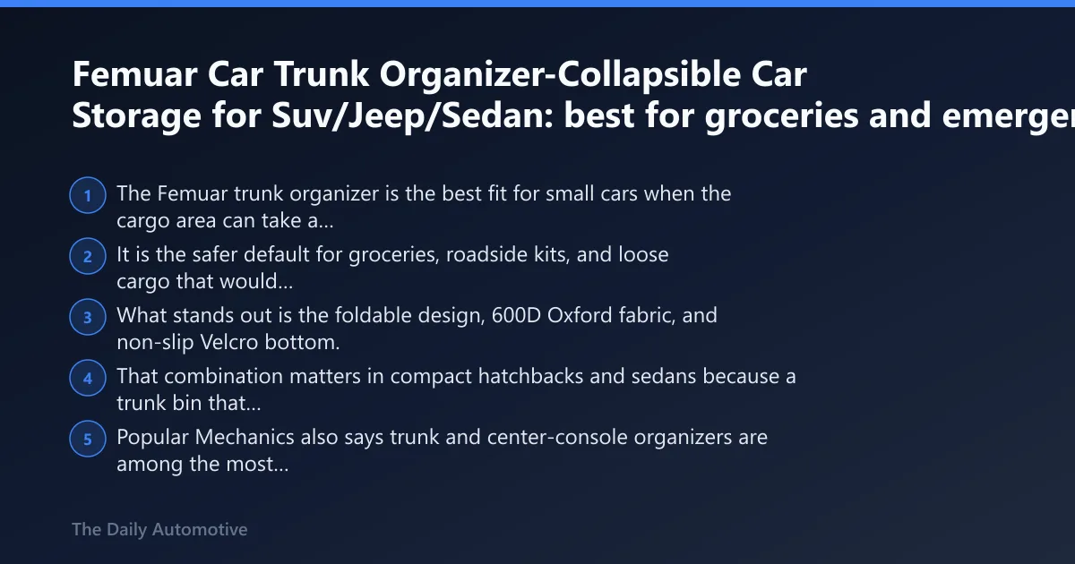 Steps: Femuar Car Trunk Organizer-Collapsible Car Storage for Suv/Jeep/Sedan: best for groceries and emergency kits