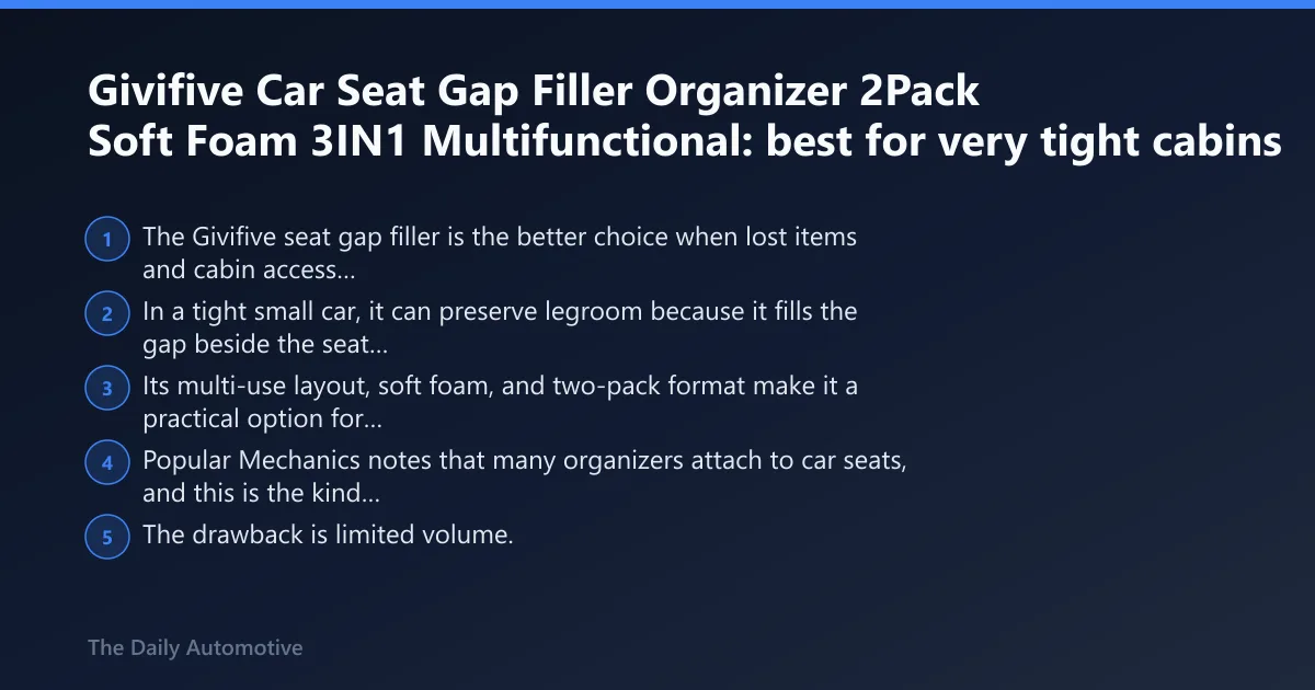 Steps: Givifive Car Seat Gap Filler Organizer 2Pack Soft Foam 3IN1 Multifunctional: best for very tight cabins