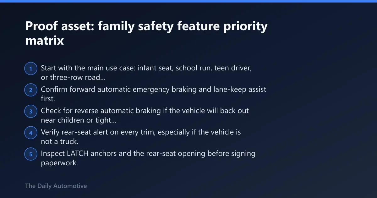 Steps: Proof asset: family safety feature priority matrix