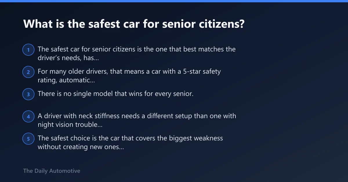 Steps: What is the safest car for senior citizens?