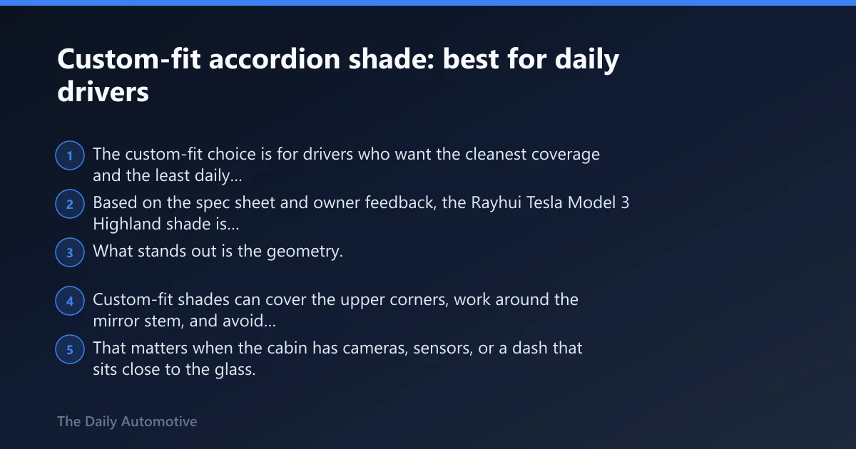 Steps: Custom-fit accordion shade: best for daily drivers