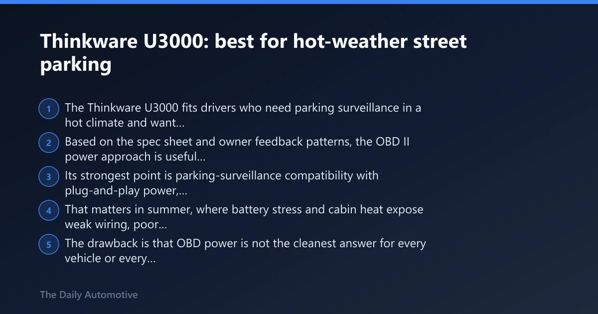 Steps: Thinkware U3000: best for hot-weather street parking
