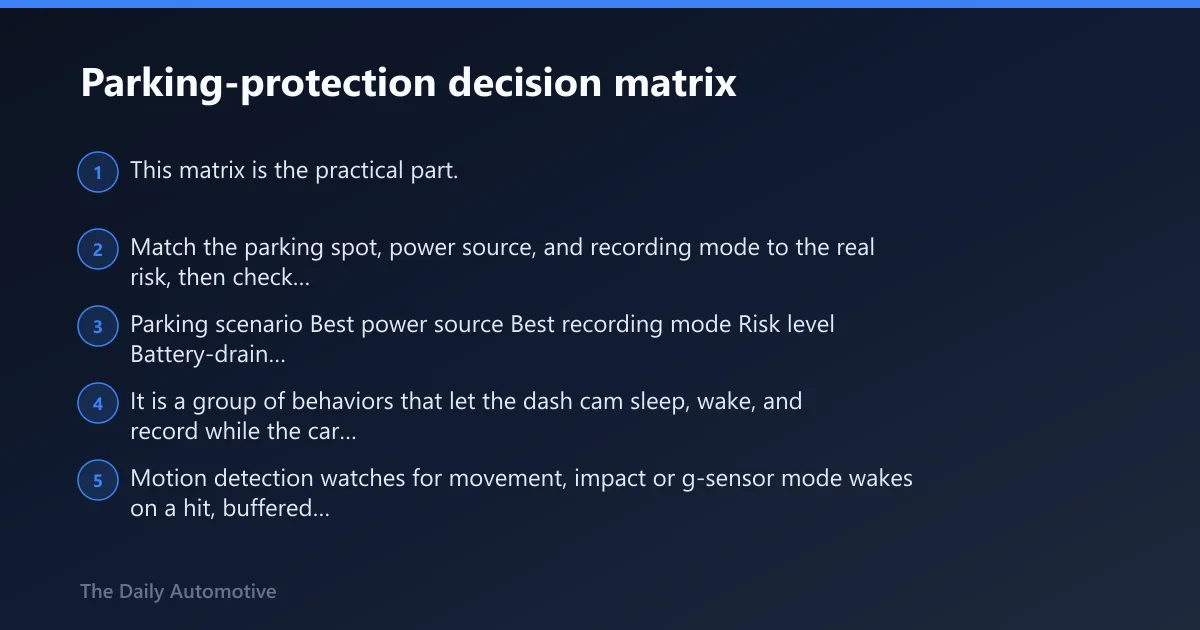 Steps: Parking-protection decision matrix