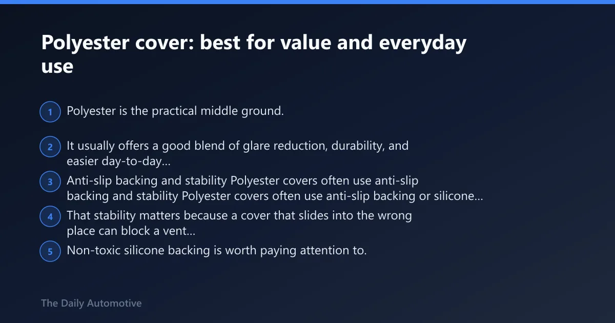 Steps: Polyester cover: best for value and everyday use