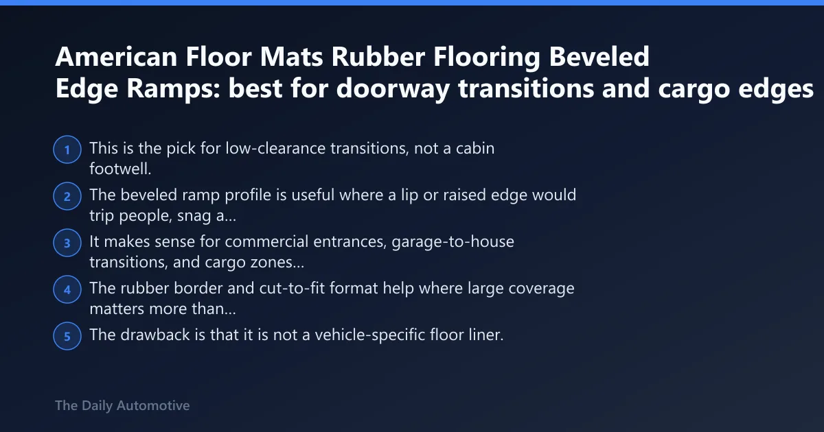 Steps: American Floor Mats Rubber Flooring Beveled Edge Ramps: best for doorway transitions and cargo edges