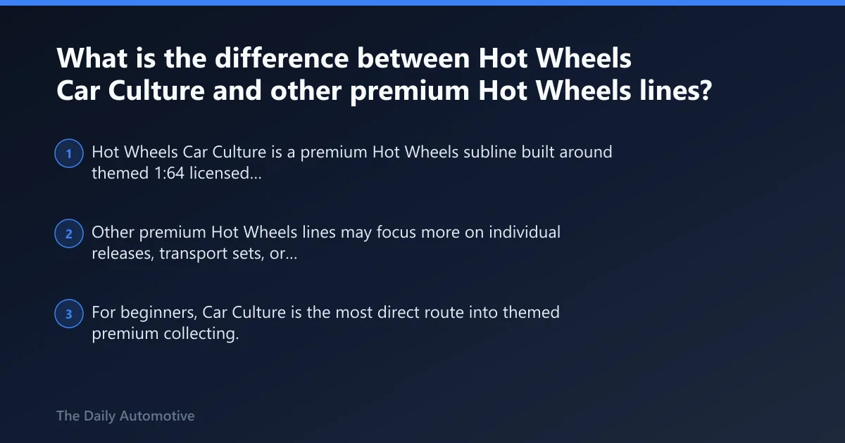 Steps: What is the difference between Hot Wheels Car Culture and other premium Hot Wheels lines?