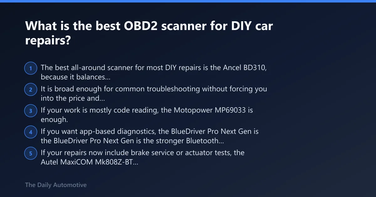 Steps: What is the best OBD2 scanner for DIY car repairs?