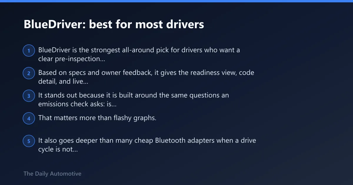 Steps: BlueDriver: best for most drivers