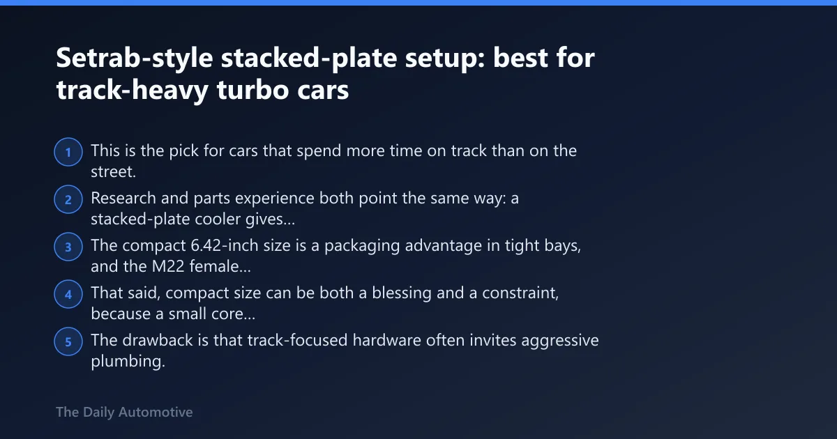 Steps: Setrab-style stacked-plate setup: best for track-heavy turbo cars