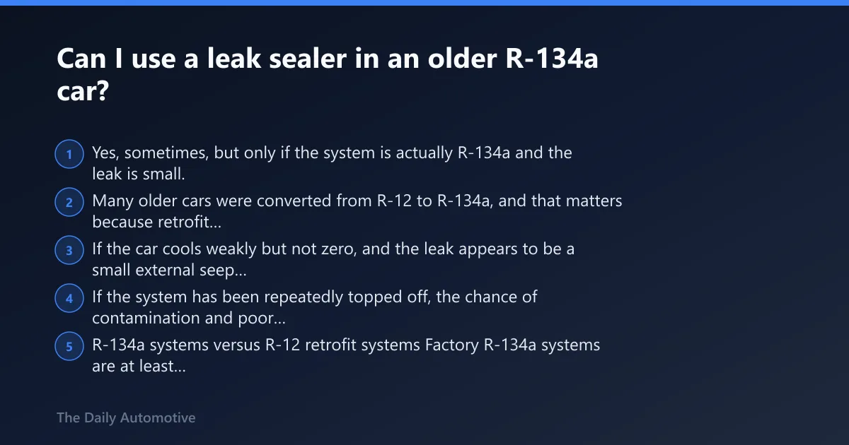Steps: Can I use a leak sealer in an older R-134a car?