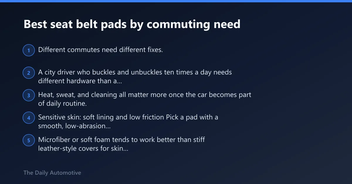 Steps: Best seat belt pads by commuting need