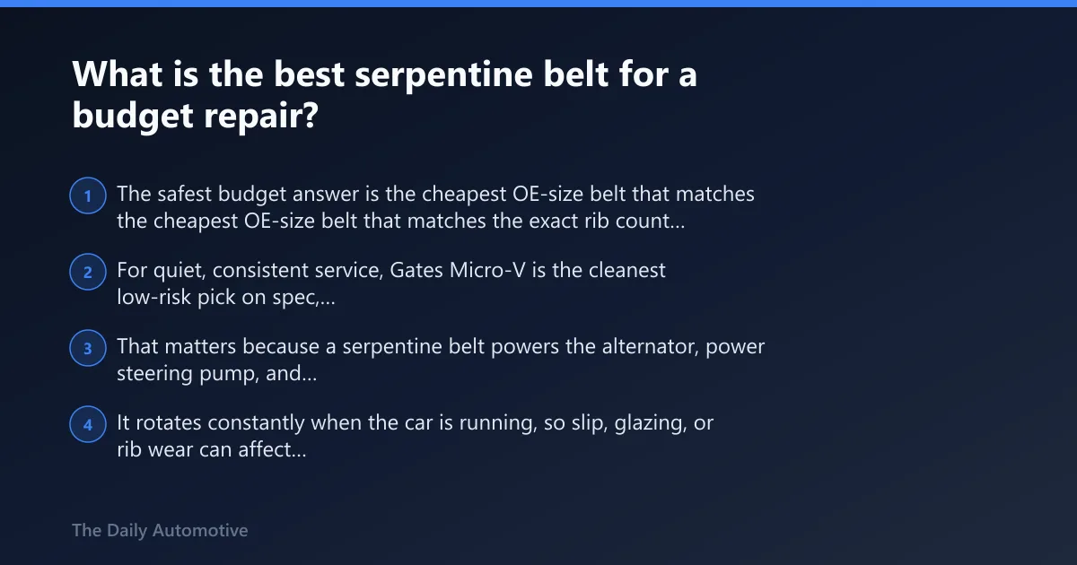 Steps: What is the best serpentine belt for a budget repair?