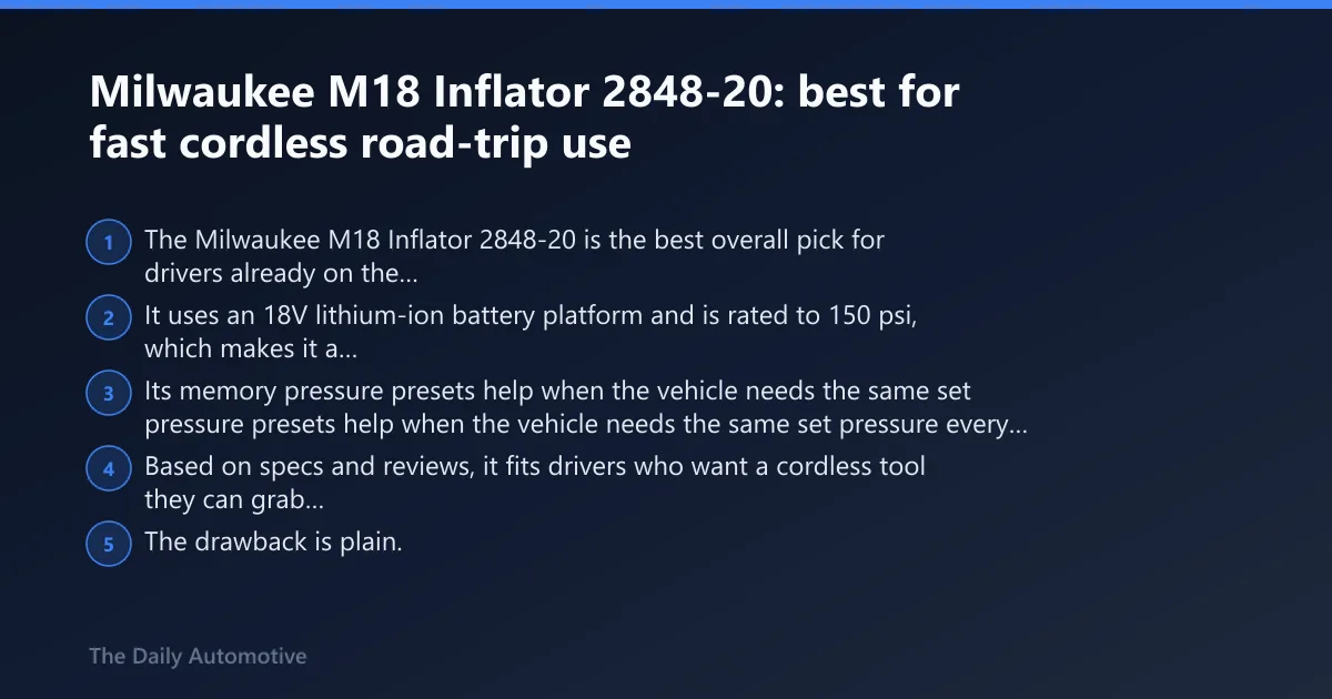 Steps: Milwaukee M18 Inflator 2848-20: best for fast cordless road-trip use