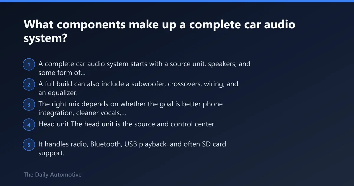Steps: What components make up a complete car audio system?