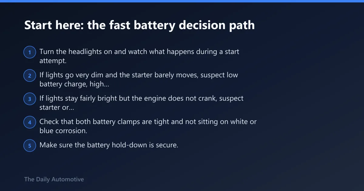 Steps: Start here: the fast battery decision path