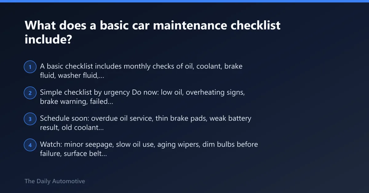 Steps: What does a basic car maintenance checklist include?