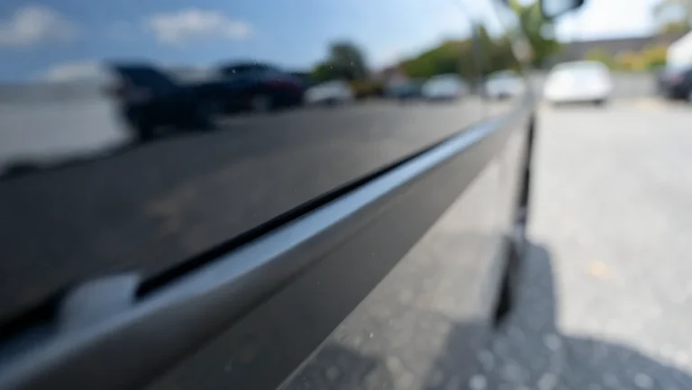 Black rubber protective molding trim installed along a car door edge