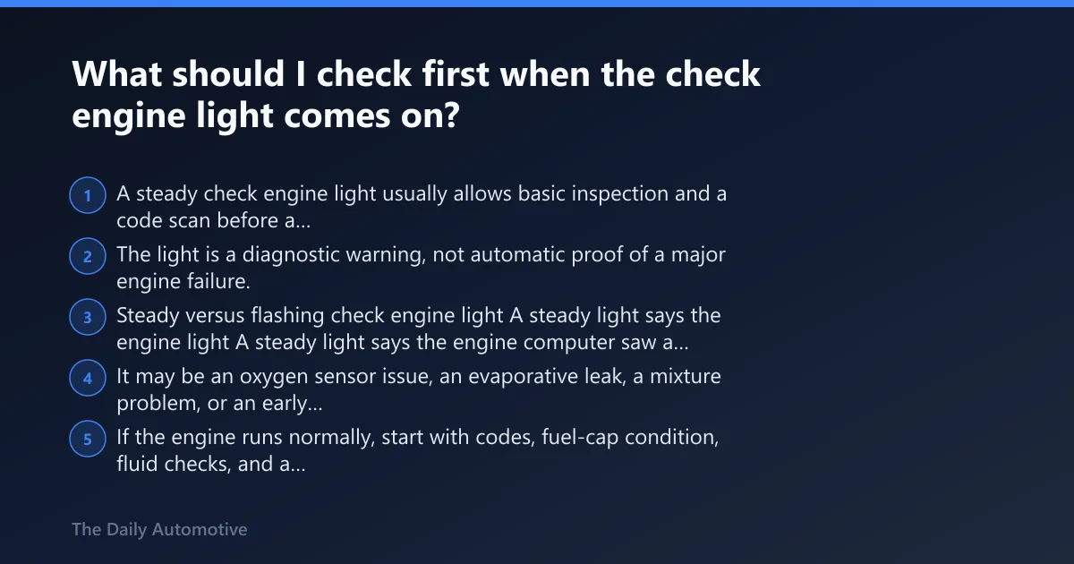 Steps: What should I check first when the check engine light comes on?