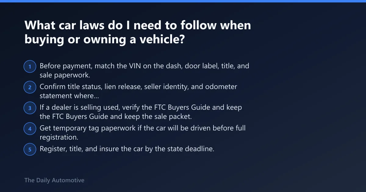 Steps: What car laws do I need to follow when buying or owning a vehicle?