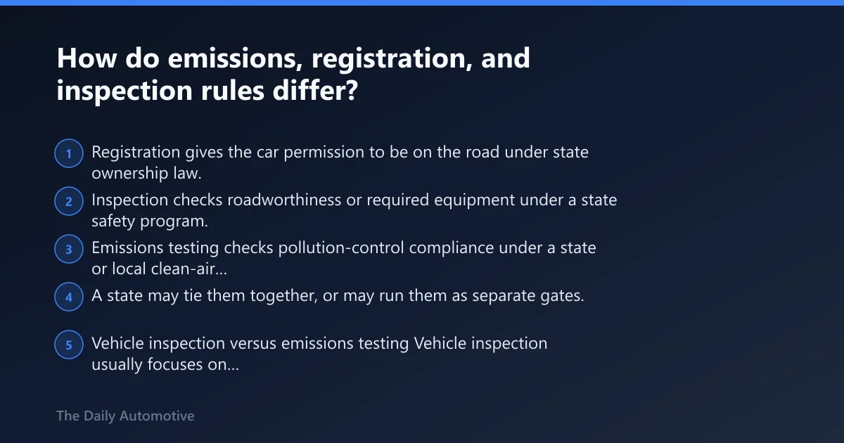 Steps: How do emissions, registration, and inspection rules differ?