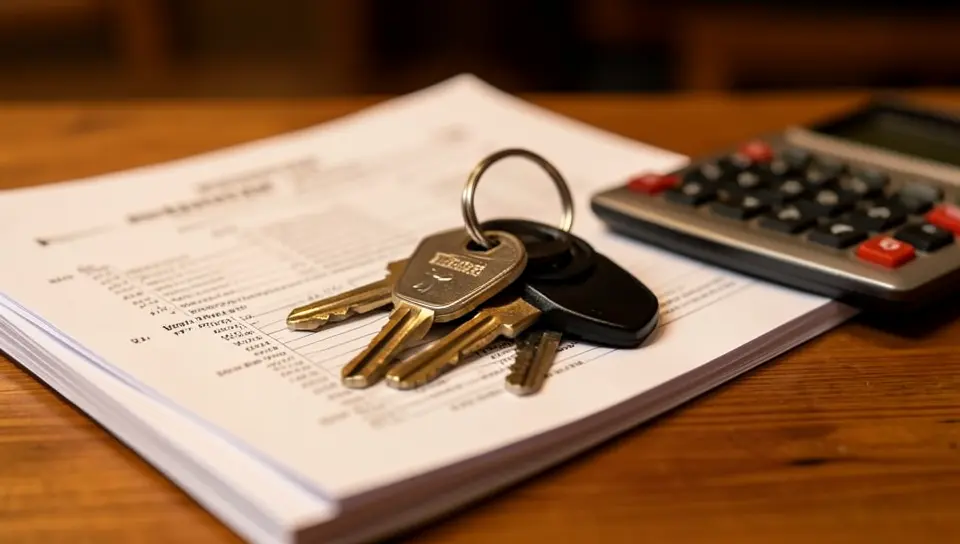 Car keys on top of a loan statement, representing a car loan balance during bankruptcy