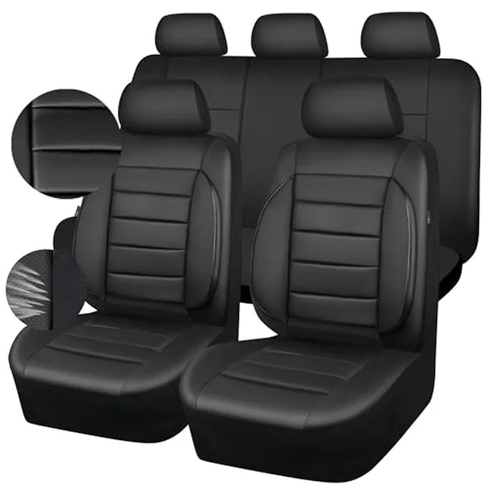 CAR PASS PU leather full set car seat covers with 3D foam back support panels