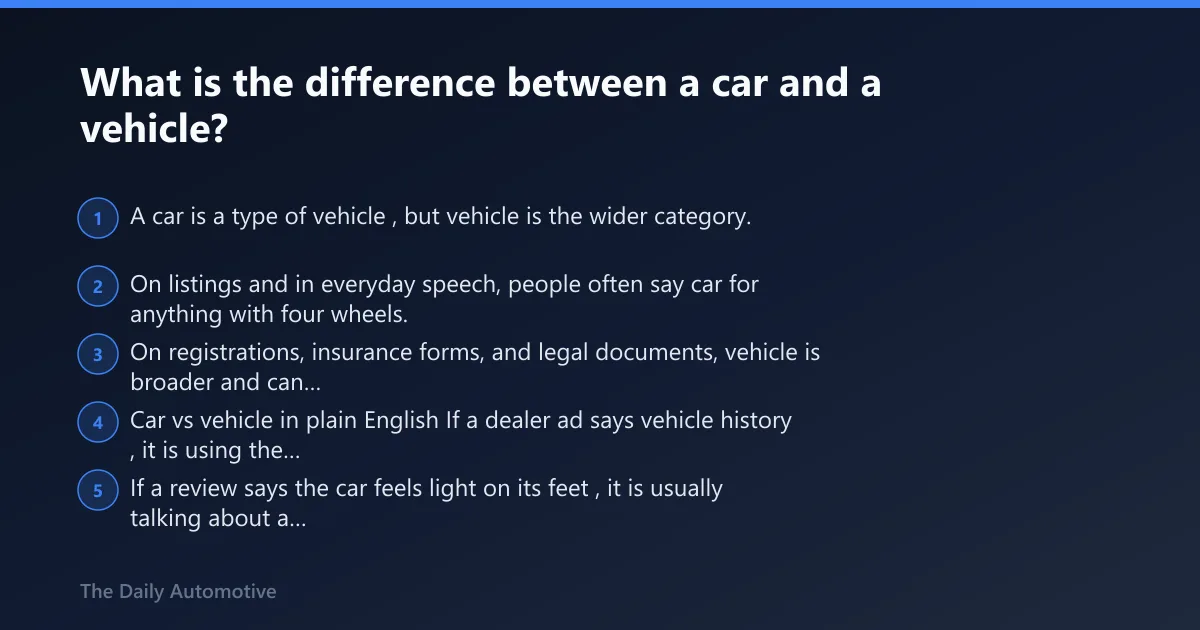 Steps: What is the difference between a car and a vehicle?