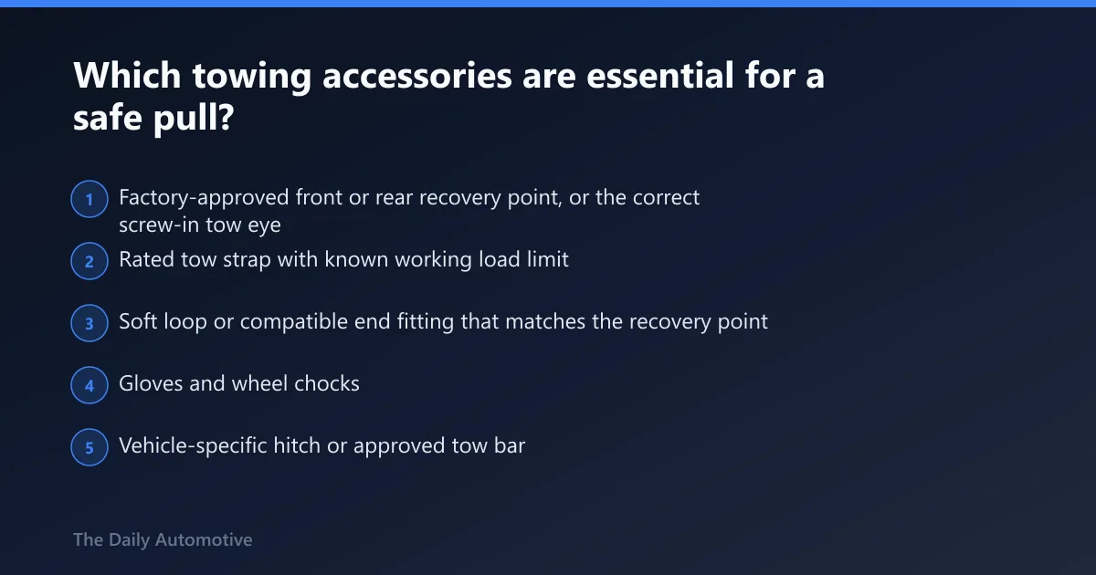 Steps: Which towing accessories are essential for a safe pull?