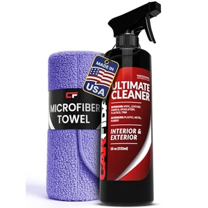 Carfidant Car Interior Cleaner spray bottle with microfiber towel, safe on leather, fabric, carpet and plastic