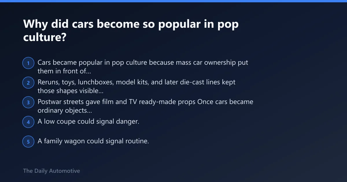 Steps: Why did cars become so popular in pop culture?