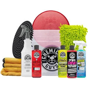 Chemical Guys 11-piece two-bucket car wash kit with mitts, soap, and dirt trap