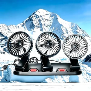 Chynexus portable 3-head car cooling fan with brushless motor on a dashboard mount