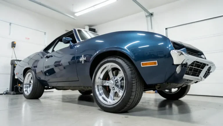Restored classic muscle car fitted with polished aluminum custom wheels
