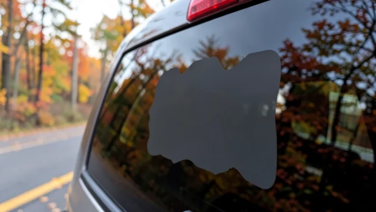 Blank silhouette decal applied to a car's rear window, generic sports-fan decal placement example