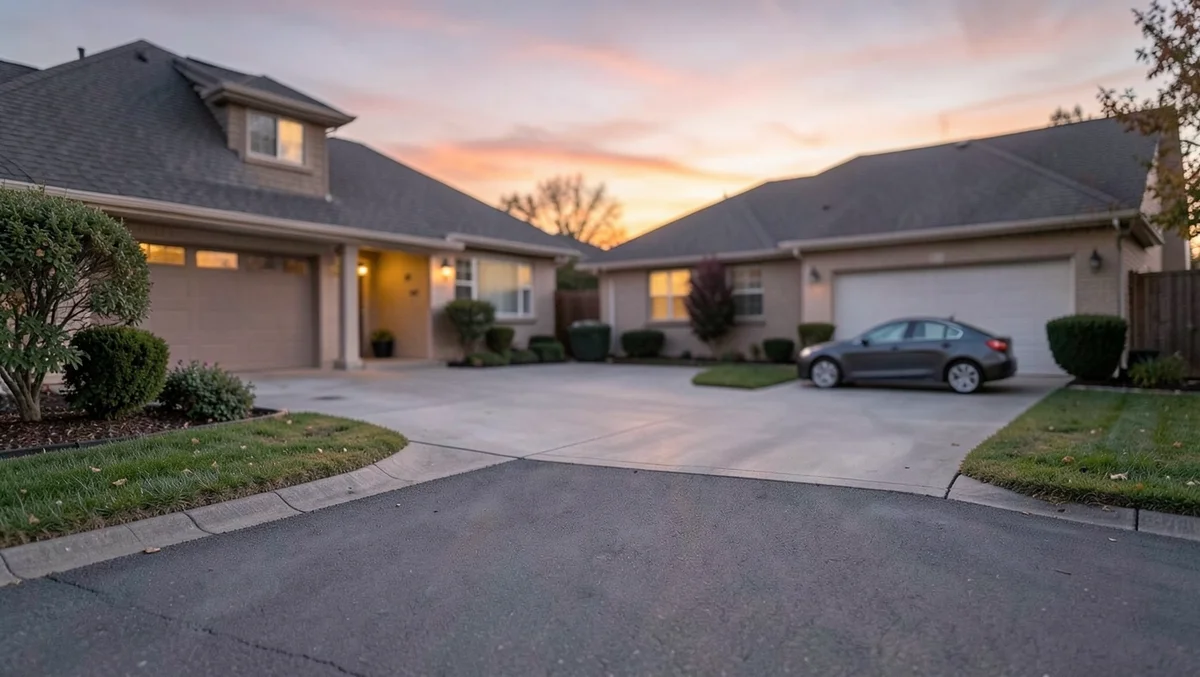 Dark gray sedan parked in a suburban driveway, a common sight when a family considers a first car for a new driver