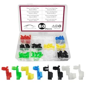 80-piece universal door lock rod clip assortment kit for car door handle linkage repair