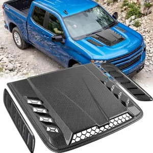 DREAMOTOR 3-piece universal hood scoop vent set installed on a pickup truck hood
