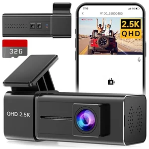 E-YEEGER V100 2.5K WiFi dash cam with mount, SD card, and phone app