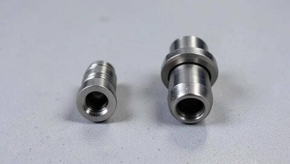 Close up comparison of a smaller and a larger fuel nozzle spout showing the size difference