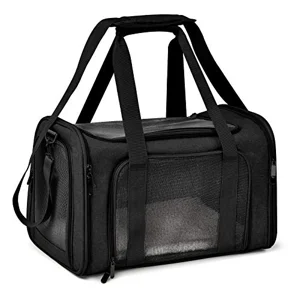 Henkelion soft-sided pet carrier sized to fit under an Amtrak coach seat