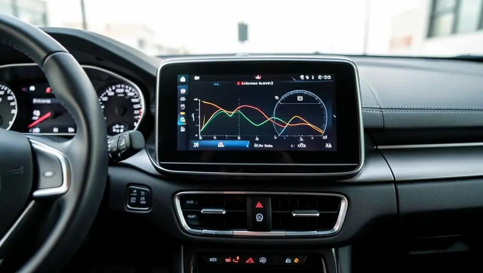 Hybrid car dashboard screen showing battery and engine energy flow