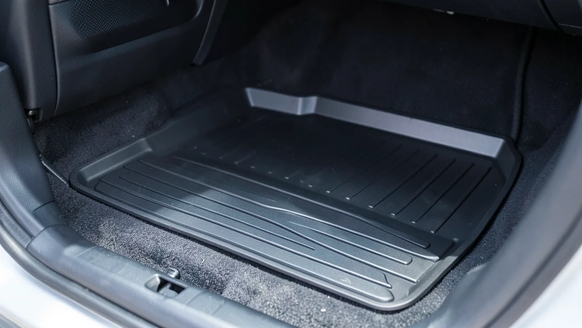 All-weather rubber floor mat installed in a Hyundai Tucson cargo area