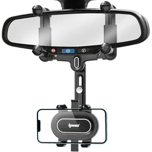 IPOW adjustable anti-shake rear view mirror phone holder for car