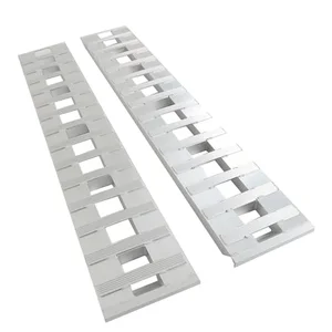 labwork 84 inch by 14 inch aluminum trailer loading ramps, pair with hook attachment ends