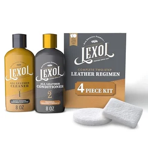 Lexol All Leather Cleaner and Conditioner Kit with two bottles and sponges for car seats