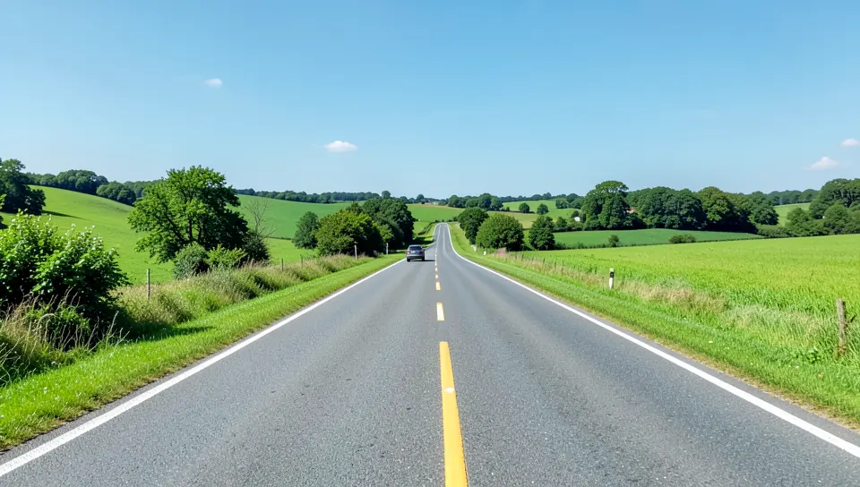 Rural highway in a low-traffic state with lower average car insurance rates